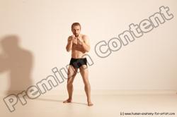 Underwear Martial art Man White Moving poses Slim Short Blond Dynamic poses Academic